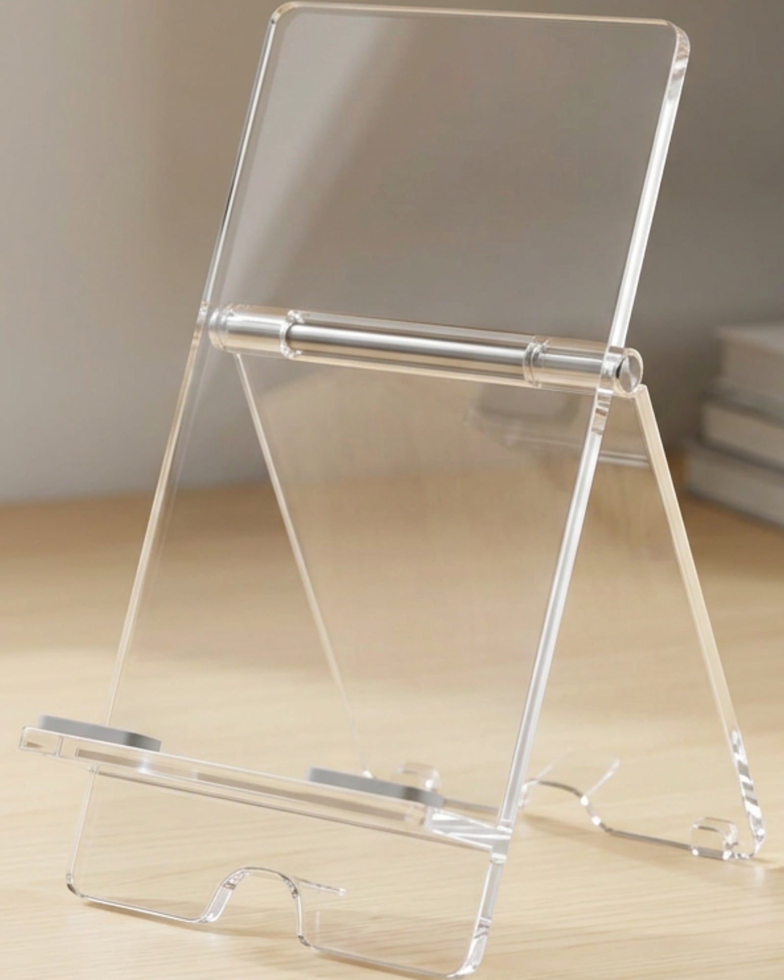 Hjfwk Clear Acrylic Dual-Panel Easel Phone Stand 17 cm - Lifestyle view