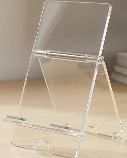 Hjfwk Clear Acrylic Dual-Panel Easel Phone Stand 17 cm - Lifestyle view