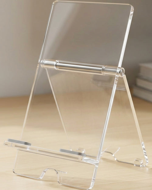 Hjfwk Clear Acrylic Dual-Panel Easel Phone Stand 17 cm - Lifestyle view