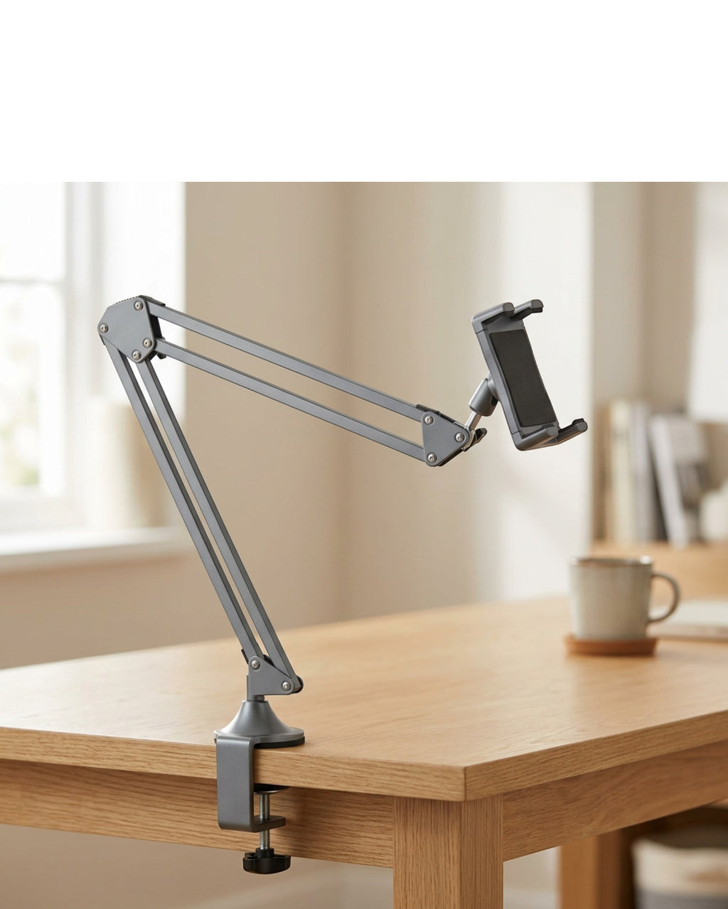 Hjfwk Three-Joint Desk-Clamp Phone Holder Graphite 65 cm - Lifestyle view